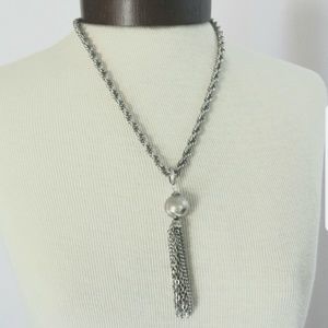 Vintage 70s Silver Tassel Necklace